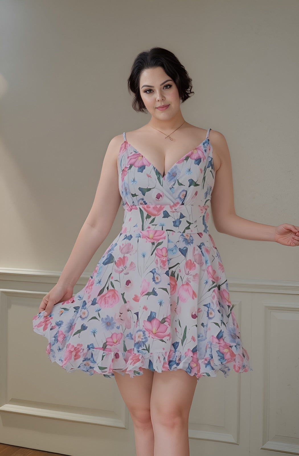 Rochie Plamon Alb Floral