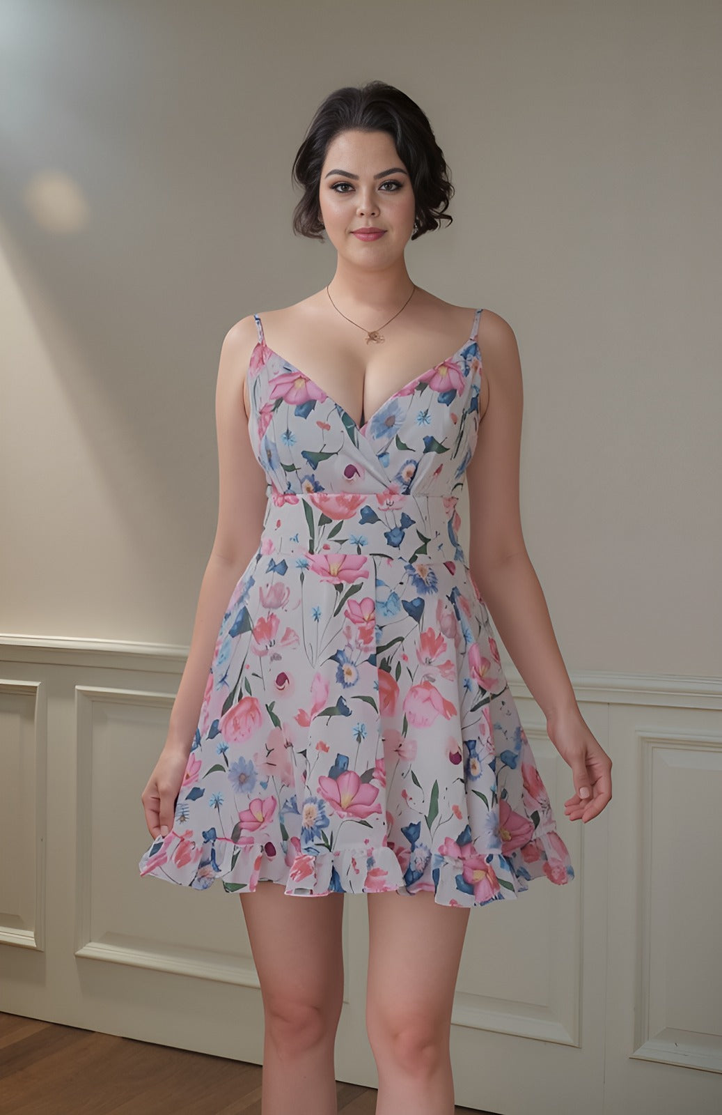 Rochie Plamon Alb Floral
