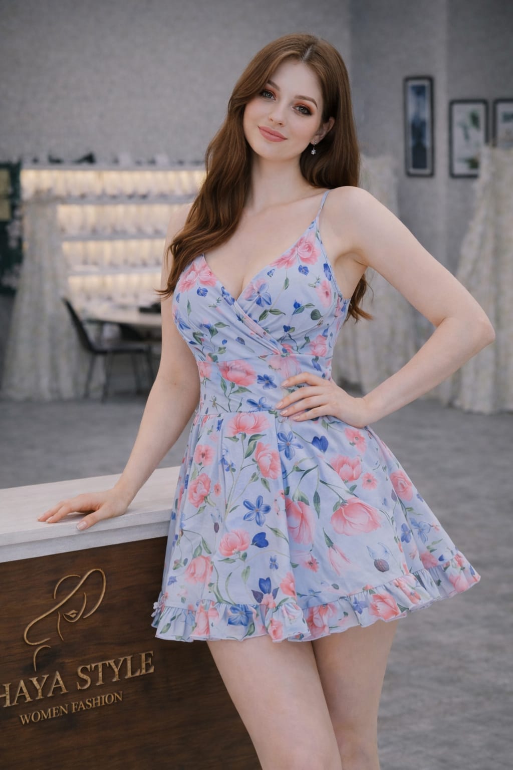 Rochie Plamon Alb Floral