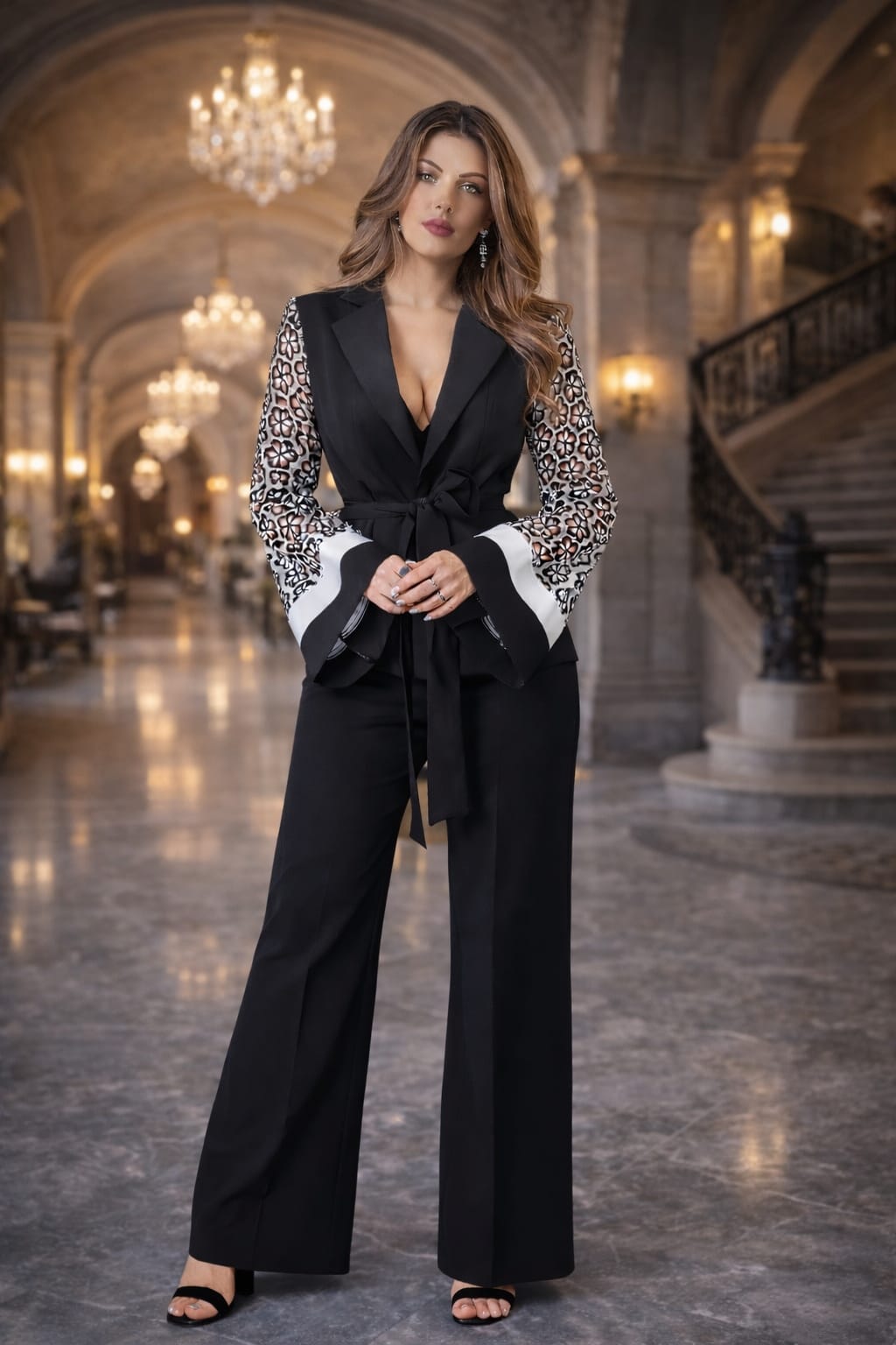 Costum Yara Negru Floral